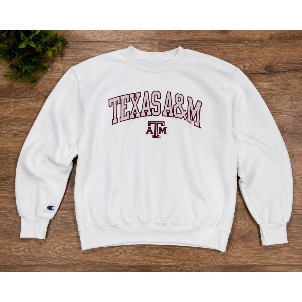 Champion Texas A&M Aggies Crewneck Sweatshirt Large White Maroon College